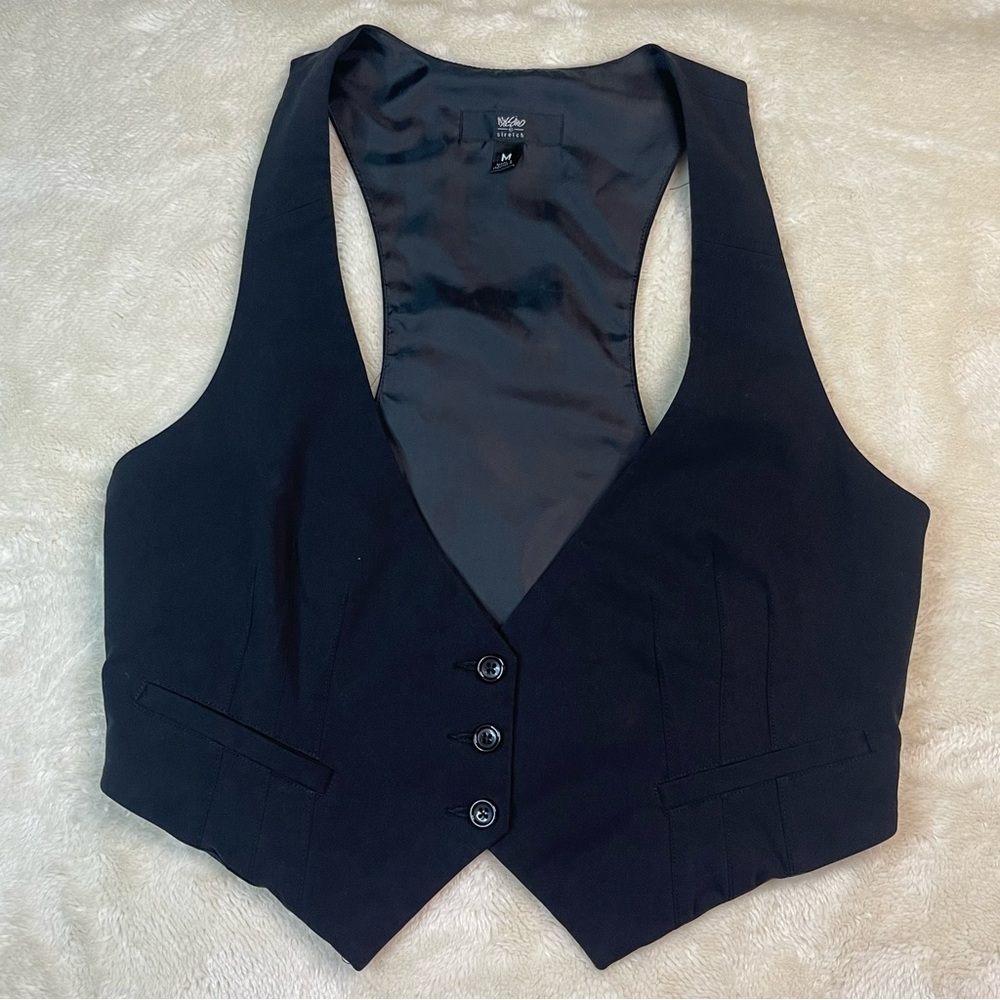 Mossimo Stretch Y2K Waistcoat Vest Black V-Neck Dressy Medium Preppy Witchy